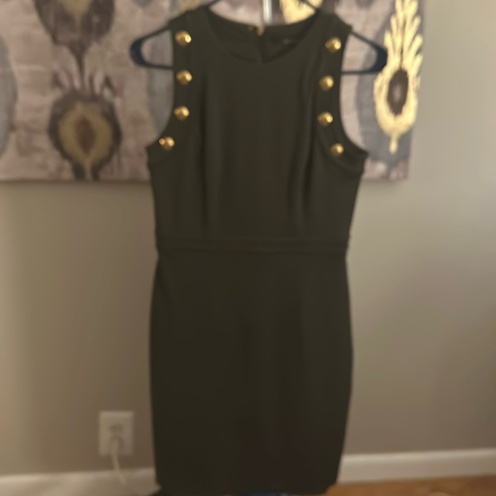 White House Black Market Olive Green shift dress